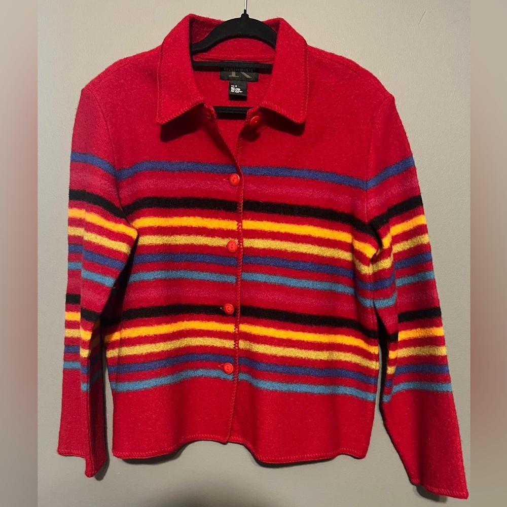 Requirements vintage  Red Striped Cardigan sweater